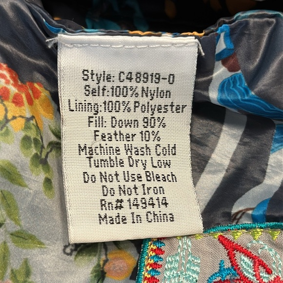 Johnny Was L Black and Red floral reversible car coat Jacket snaps pockets hood - Picture 3 of 12